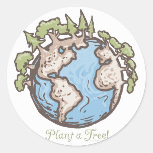 Pflanze eines Tree Earth Day Gears Runder Aufkleber