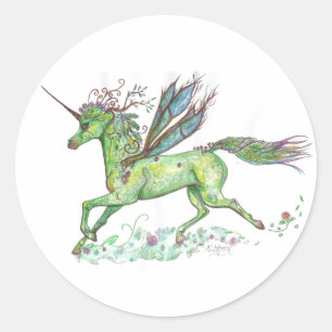 Pflanze Einhornkleber Runder Aufkleber