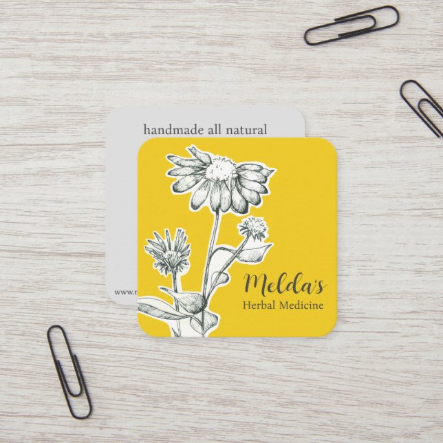 Pflanze für Herb Business Echinacea Quadratische Visitenkarte (Vorderseite/Rückseite Beispiel)