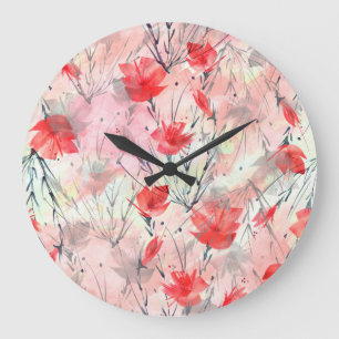 Pflanze für Wasserfarben Blume Muster Große Wanduhr