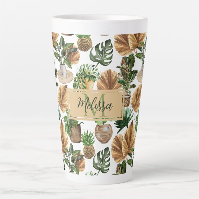 Pflanze für Wasserfarben Boho Indoor House Milchtasse (Vorderseite)