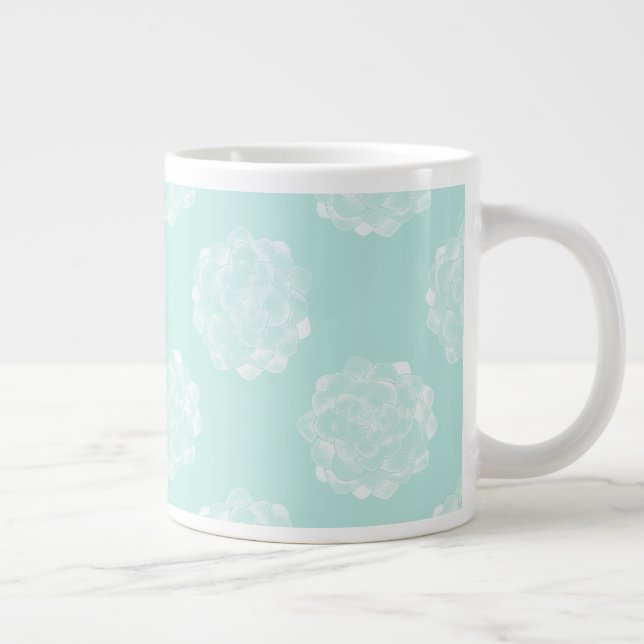 Pflanze Glück | Pastel Sukkuläres Muster Jumbo-Tasse (Rechts)