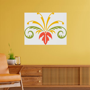 Pflanze Illustration Gelborange Grün Poster