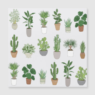 Pflanze im Haus, Vintages Doodmuster Magnetkarte