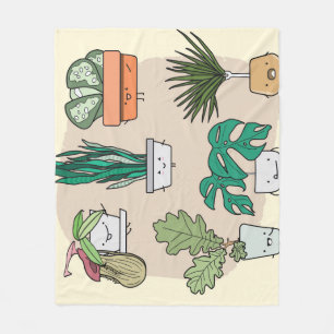 Pflanze im niedlichen Haus: bunt botanisch. Fleecedecke