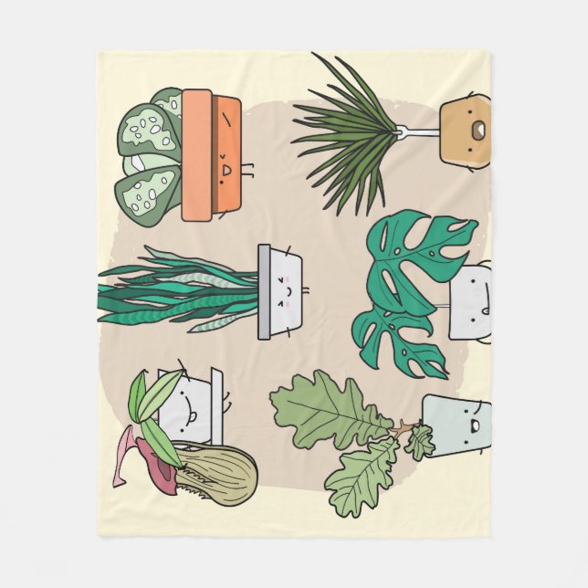 Pflanze im niedlichen Haus: bunt botanisch. Fleecedecke (Vorderseite)