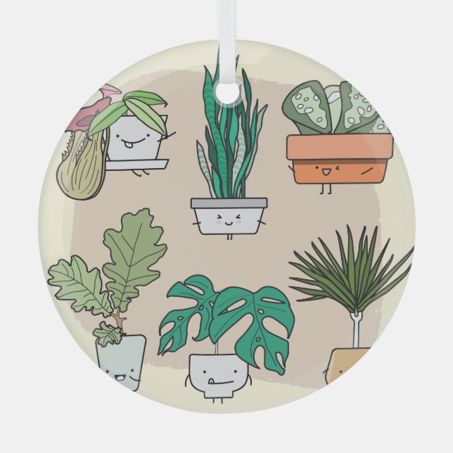 Pflanze im niedlichen Haus: bunt botanisch. Ornament Aus Glas (Vorderseite)