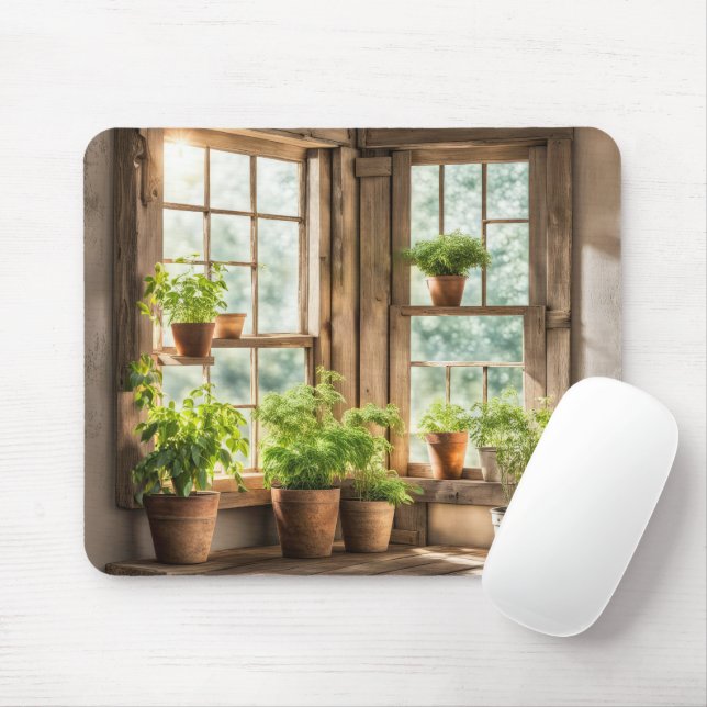 Pflanze im sonnigen Bauernhaus Mousepad (Mit Mouse)