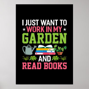 Pflanze in meinem Garten und Bücher lesen Poster