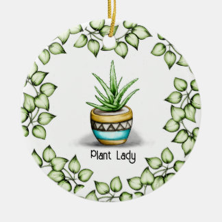Pflanze Lady, Aloe Pflanze Keramik Ornament