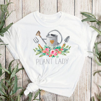 Pflanze Lady Boho Watercolor Gardener Spaß Chic T-Shirt