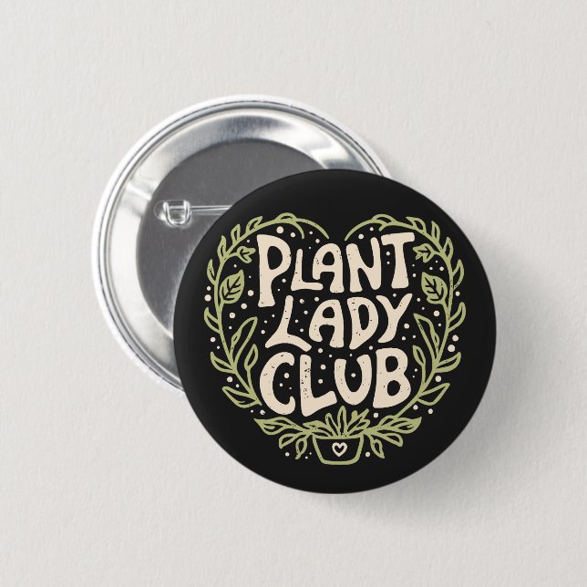 Pflanze Lady Club Groovy Retroästhesie Button (Vorne & Hinten)