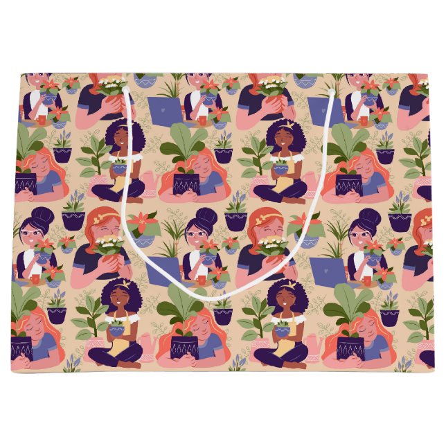 Pflanze Lady Garening Geschenktasche Große Geschenktüte (Vorderseite)