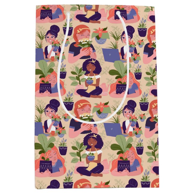 Pflanze Lady Garening Geschenktasche Mittlere Geschenktüte (Vorderseite)