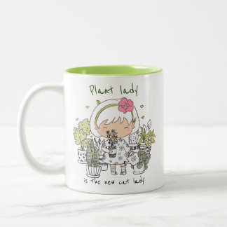 Pflanze Lady ist die neue Katze Lady/ Funny Zweifarbige Tasse