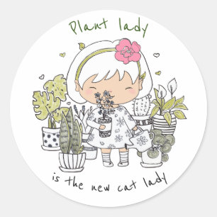 Pflanze Lady ist die neue Katzen-Lady/ Funny Zitat Runder Aufkleber