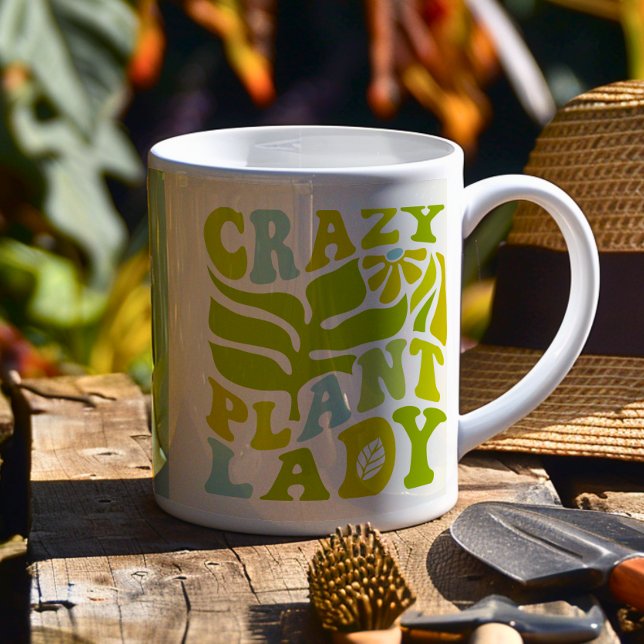 Pflanze liebt Benutzerdefiniert Kaffeetasse (Get ready to elevate your plant obsession with this vibrant “Crazy Plant Lady” mug! )