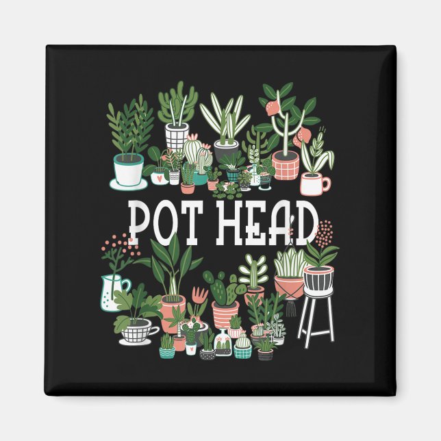 Pflanze Lover and Gardener_ Pot Head Sukkulente Ku Magnet (Vorne)