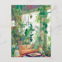 Pflanze Lovers Boho Wohnzimmer Postkarte