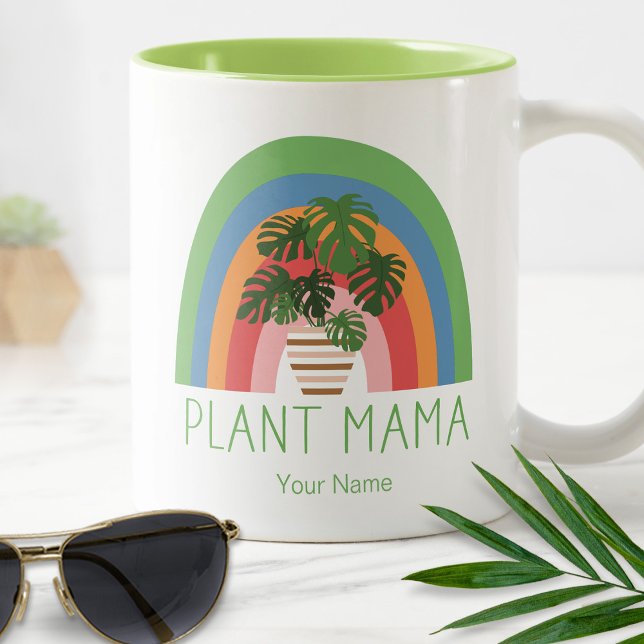 Pflanze Mama Boho Rainbow Garden Monstera Blätter Zweifarbige Tasse (Von Creator hochgeladen)