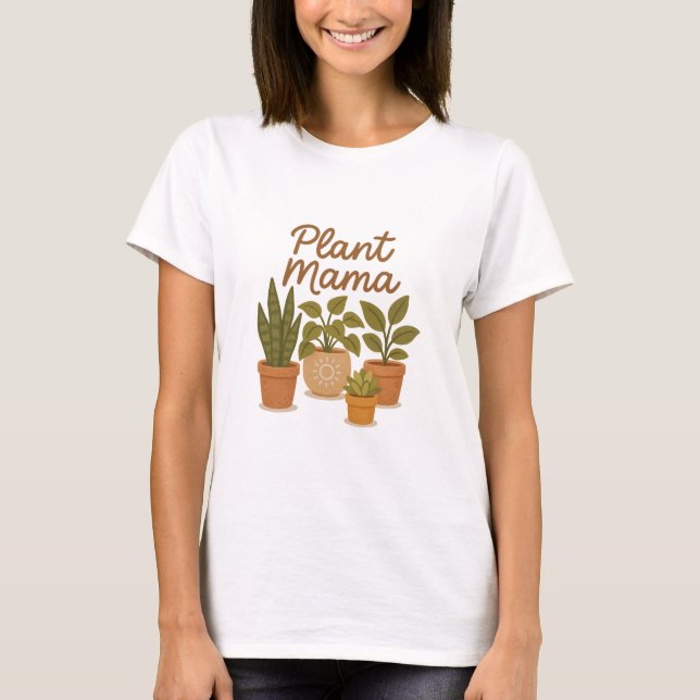 Pflanze Mama - Illustration des Niedlichen Boho-Ha T-Shirt (Vorderseite)
