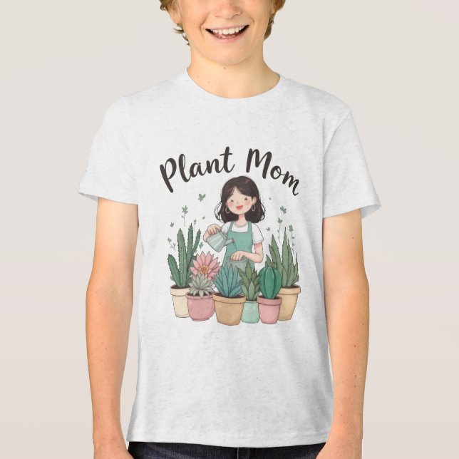 Pflanze Mama Kinder Tri-Blend Shirt (Vorderseite)