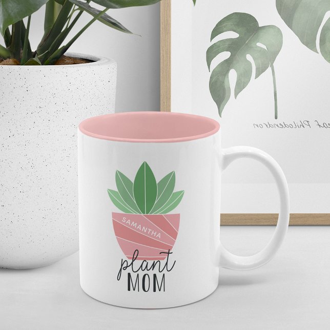 Pflanze Mama | Niedliche Personalisierte Pflanze L Zweifarbige Tasse (Von Creator hochgeladen)