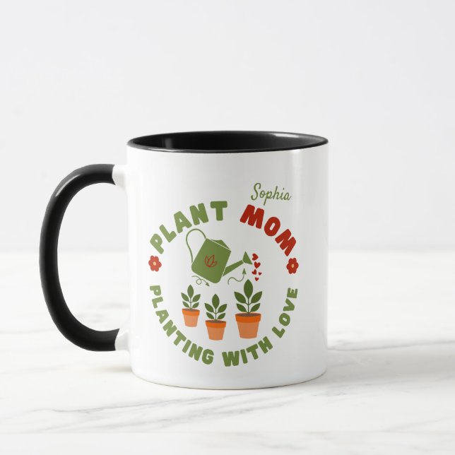 Pflanze Mama Pflanzung mit Liebe Personalisiert Tasse (Links)