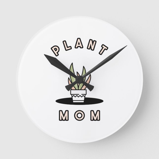 Pflanze Mama   Runde Wanduhr (Vorderseite)
