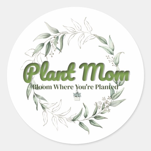Pflanze Mama Rundsticker - Botanisches Geschenketi Runder Aufkleber (Vorderseite)