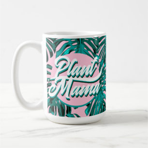 Pflanze Mama Turquoise Pink Monstera Jungle Blätte Kaffeetasse
