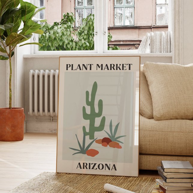 Pflanze Markt Arizona Grüne Wüste Saguaro Kaktus Poster (In situ Living room)