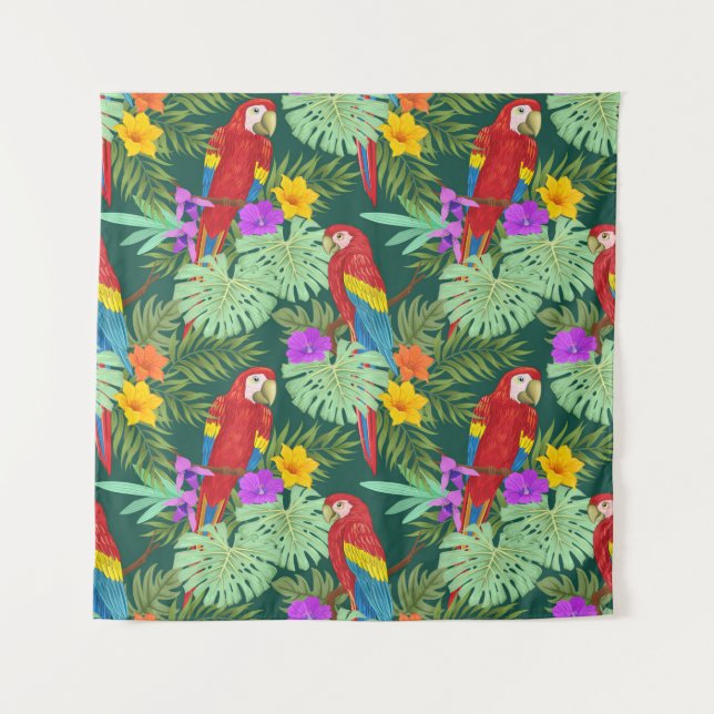 Pflanze mit Blume und Wasserstrahlen Wandteppich (Vorderseite)