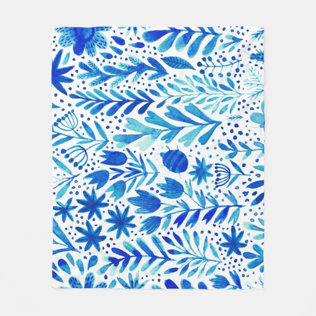 Pflanze mit Blumenwasser Nahtlose Textur Fleecedecke (Vorderseite)