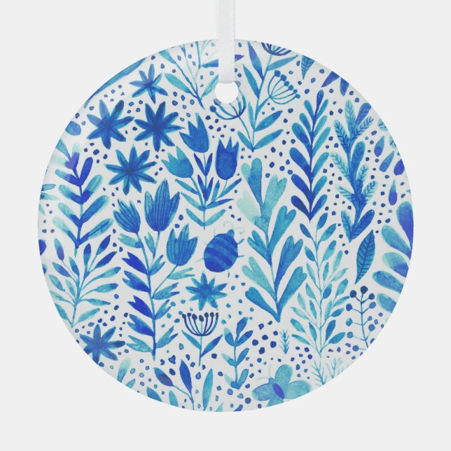 Pflanze mit Blumenwasser Nahtlose Textur Ornament Aus Glas (Vorderseite)