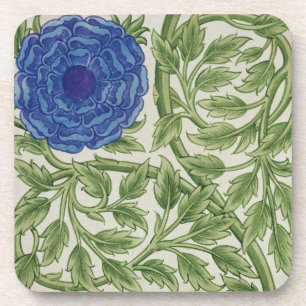 Pflanze mit einer blauen Blume (w/c auf Papier) Getränkeuntersetzer