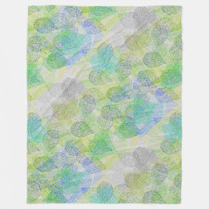 Pflanze Muster A02.b Blätter LGrey BG Fleecedecke