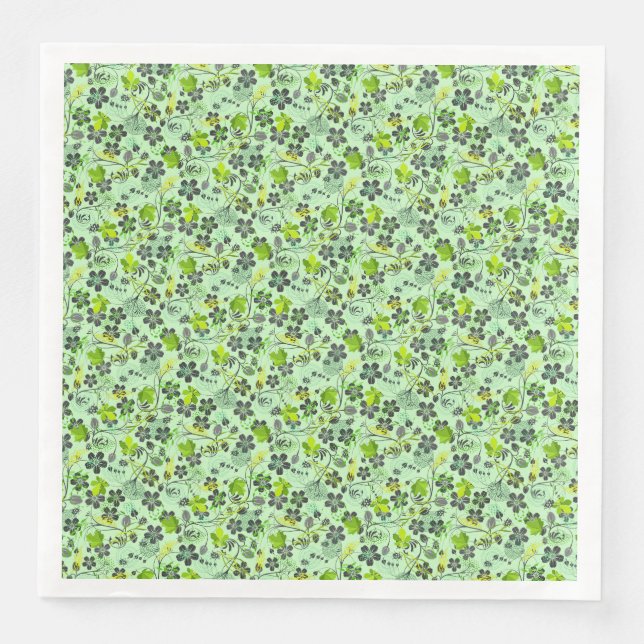 Pflanze Muster A03.b Lgreen BG Serviette (Vorderseite)