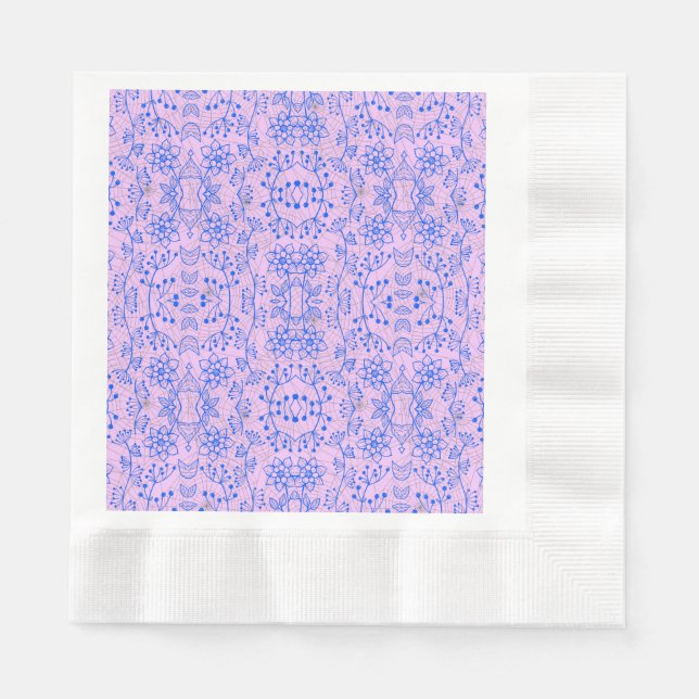 Pflanze Muster A08.b boho. lila BG Serviette (Vorderseite)