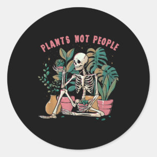 Pflanze nicht Leute Skeleton Spooky Season Happy H Runder Aufkleber