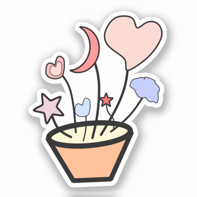 Pflanze niedlich Nature Pot Vinyl Aufkleber (Vorderseite)