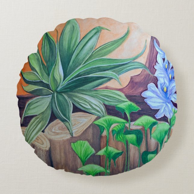 Pflanze Party Rundes Kissen (Vorderseite)