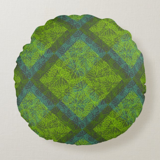 Pflanze pattern.12c DGrey BG Rundes Kissen (Vorderseite)