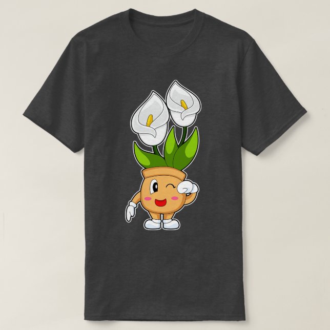 Pflanze Pot Calla Lily Blume T-Shirt (Design vorne)