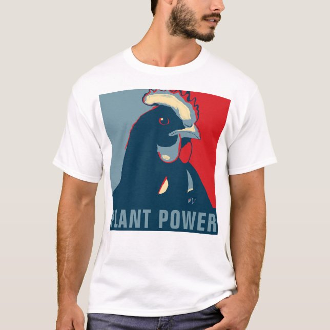 Pflanze Power Red White Blue Pop Art Hühnerhemd T-Shirt (Vorderseite)