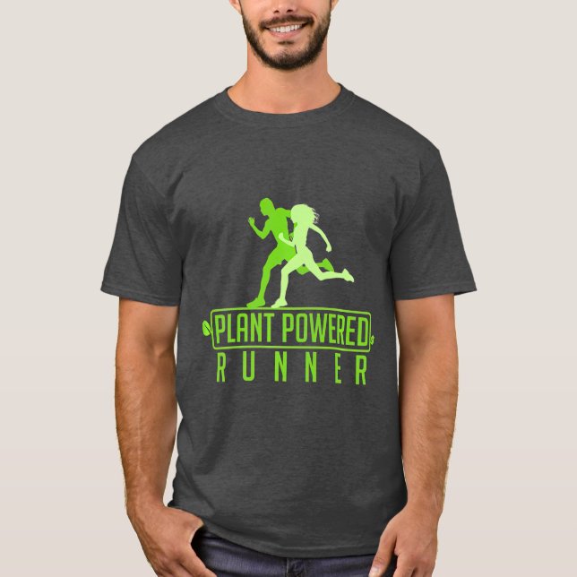 Pflanze Powered Runner Vegetarian Vegan Running T-Shirt (Vorderseite)
