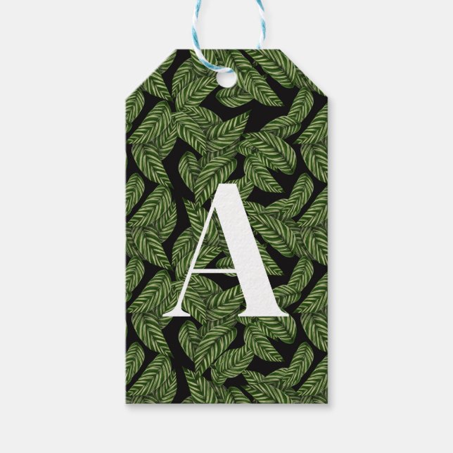 Pflanze Print Monogram Geschenkanhänger (Vorderseite)