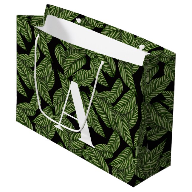 Pflanze Print Monogram Große Geschenktüte (Vorderseite Schrägansicht)