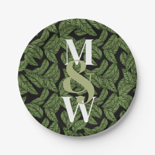 Pflanze Print Monogram Pappteller