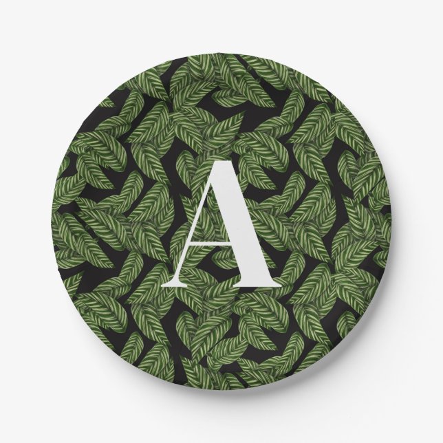 Pflanze Print Monogram Pappteller (Vorderseite)